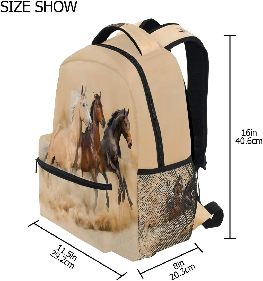 حقائب ظهر مدرسية كاجوال من Running Horses للأطفال المراهقين، حقائب ظهر كبيرة للكمبيوتر المحمول لطلاب الكلية