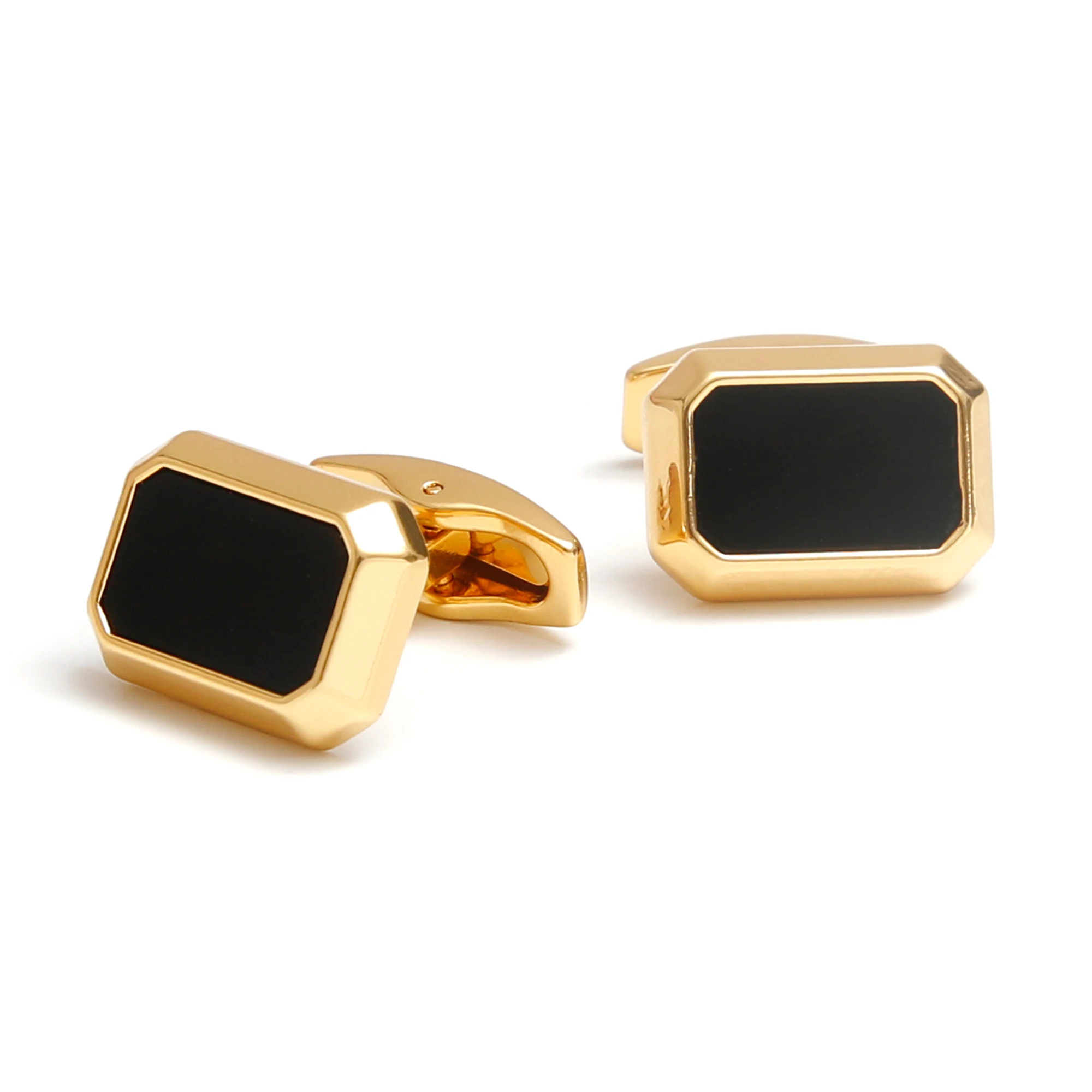 

Cufflinks for Men TOMYE XK25016 Classic Black Golden Alloy Square Dress Shirt Cuff Links Jewelry