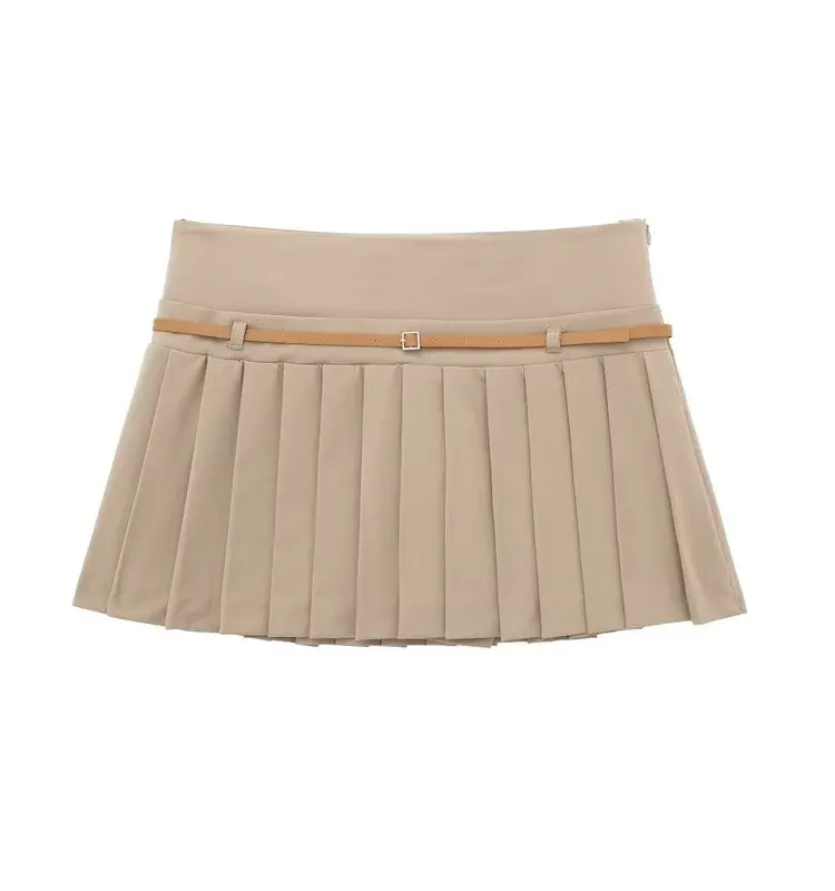 

Spring 2024 Women's High Waist Wide Pleat Skirt ort Skirt Versatile Slimming New Arrival Faionable Ele Quali Material