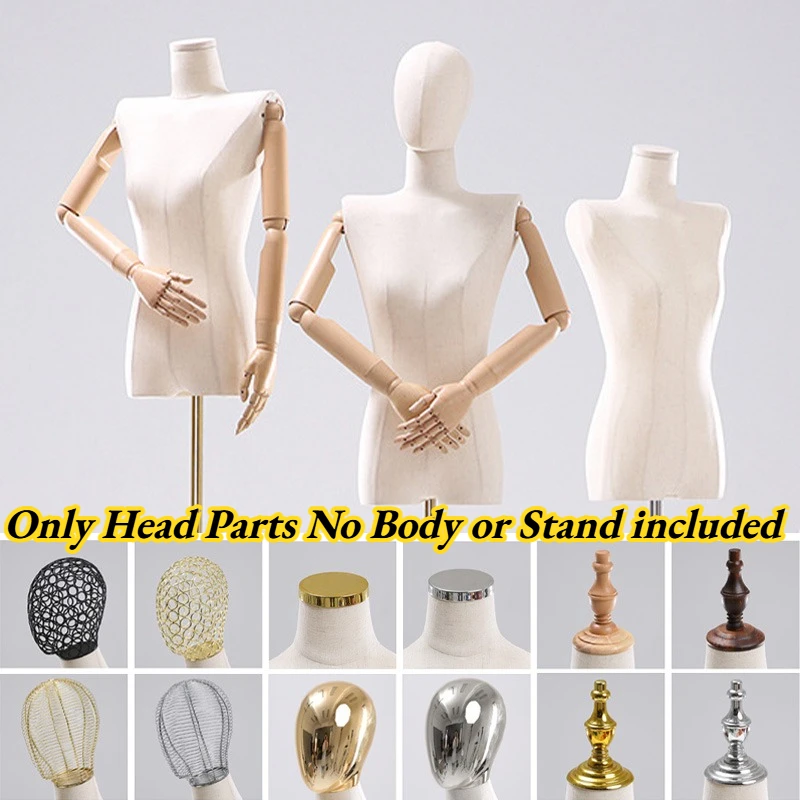 1pcs Male Female Electroplated Mannequin Head & Head Cover Mannequin Caps Metal Props Accessories for Display No Body Included