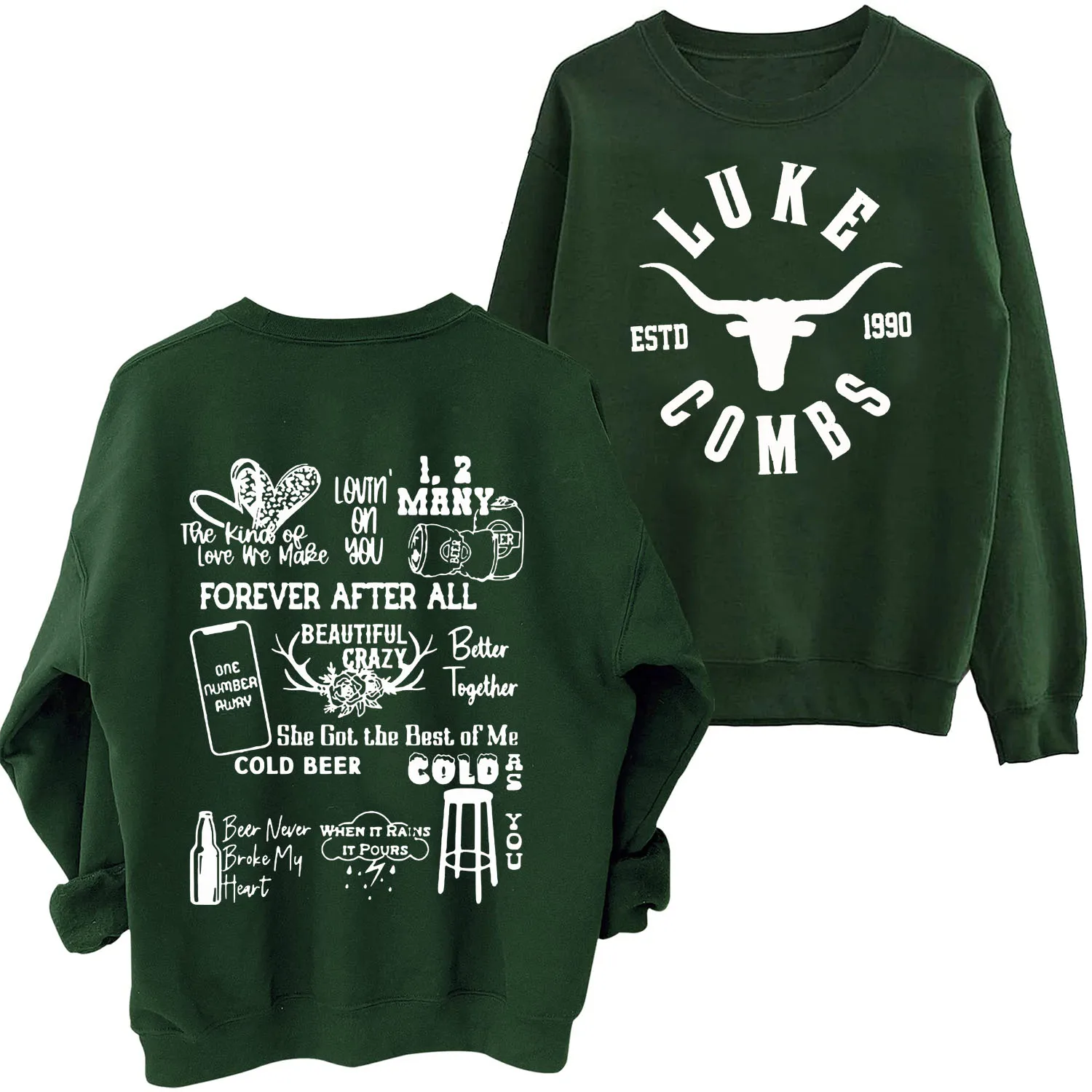 Luke Combs Sweatshir Western Country Music Harajuku Round Neck Long Sleeve Oversized Hoodie