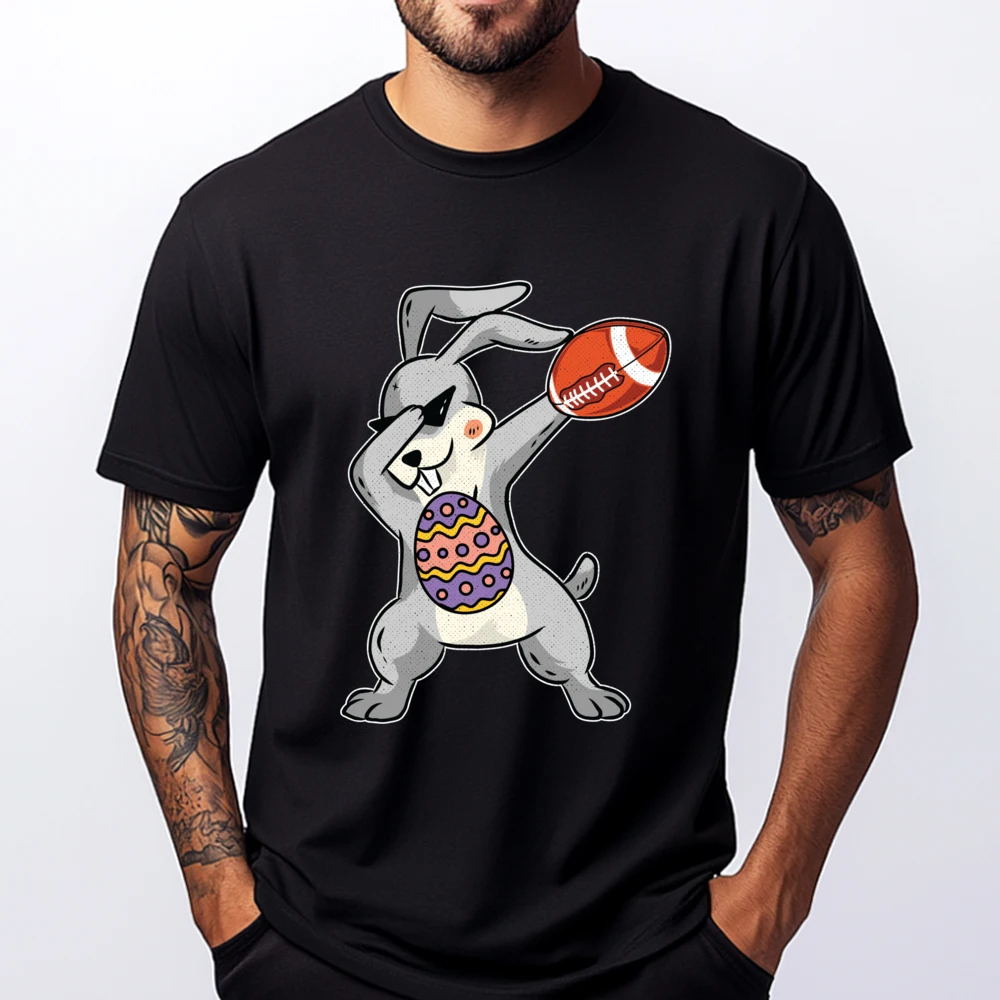 

Bunny Dabbing Cute American Football Happy Easter Men's T-Shirts Student Brand Clothing Mens Tshirts