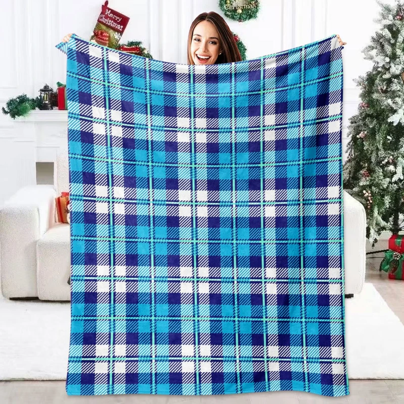 Dark Blue Red Scottish Plaid Throw Blanket,Warm Sofa,Office Rest Cover,Birthday Anniversary Casual Home Souvenir