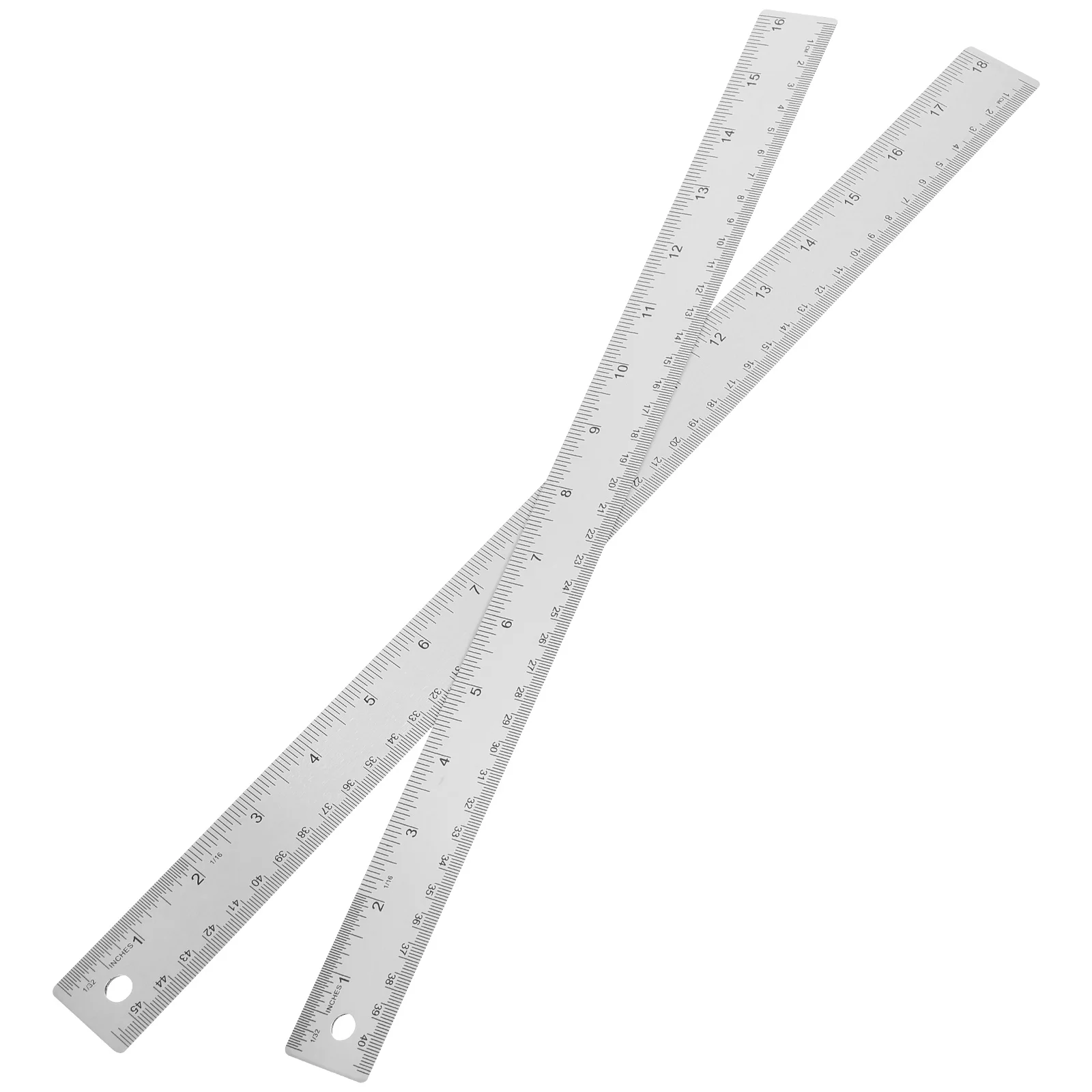 2pcs Stainless Steel Ruler Set Measuring Tool Metric Markings Drawing Office School Use Hanging Hole
