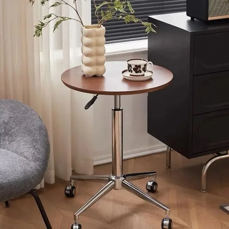 Simple round table mobile lifting living room household coffee table balcony negotiation movable lifting small