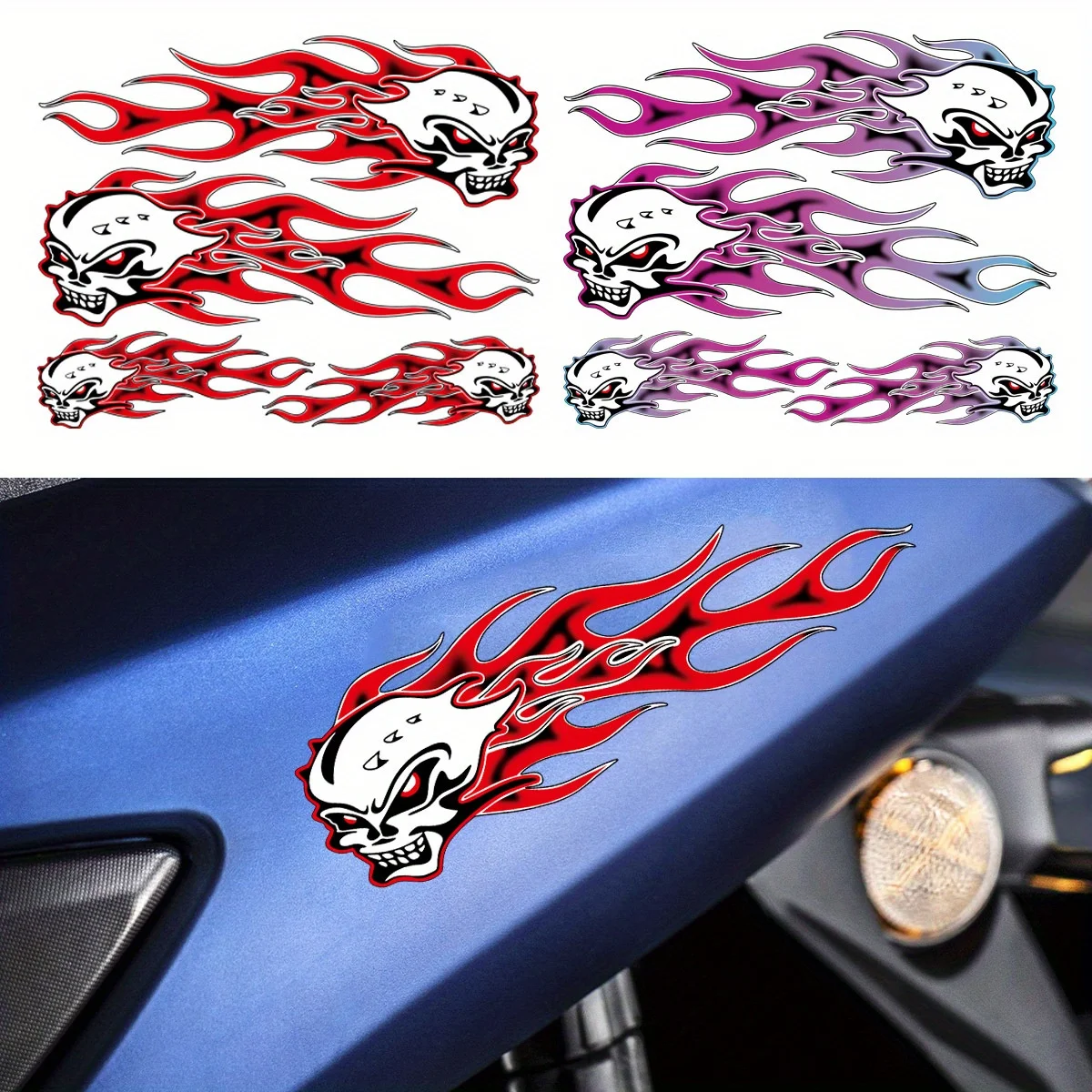 

1 комплект, набор наклеек для автомобиля и мотоцикла «Flaming Skull», привлекательный дизайн, наклейка на кузов автомобиля для выражения личности