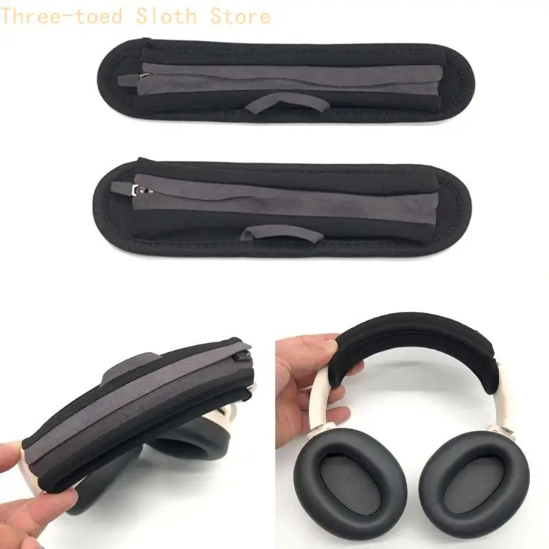 Bequemer Stoff-Stirnbandbezug für QC25 QC35II QC45 SOLO3, Schutz-Reißverschluss-Kissen, leicht zu wechseln und zu reinigen E74A – Detail 5