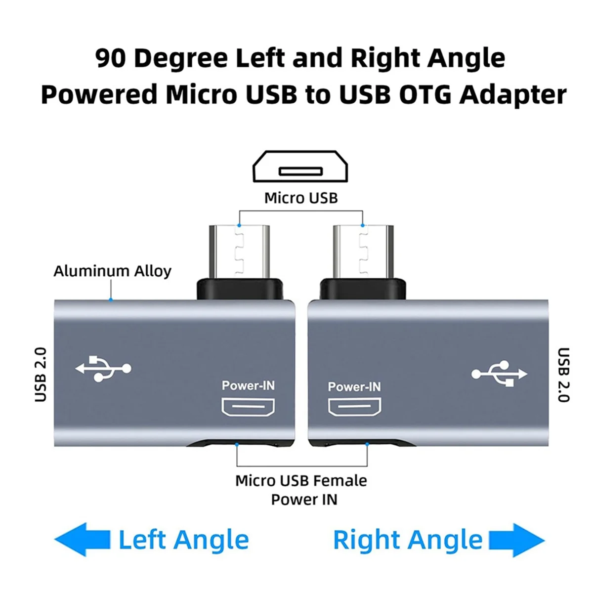 2Pcs OTG Adapter for Fire TV Stick 90 Degree Left/Right Angle Micro-USB to USB OTG Adapter for Android Phone Tablet BH