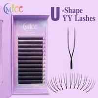 Soft Feather light False Mink U Shape Parallel Flower 2D YY Lashes Premade Fans Double Tips Layer U shaped YY Eyelash Extensions