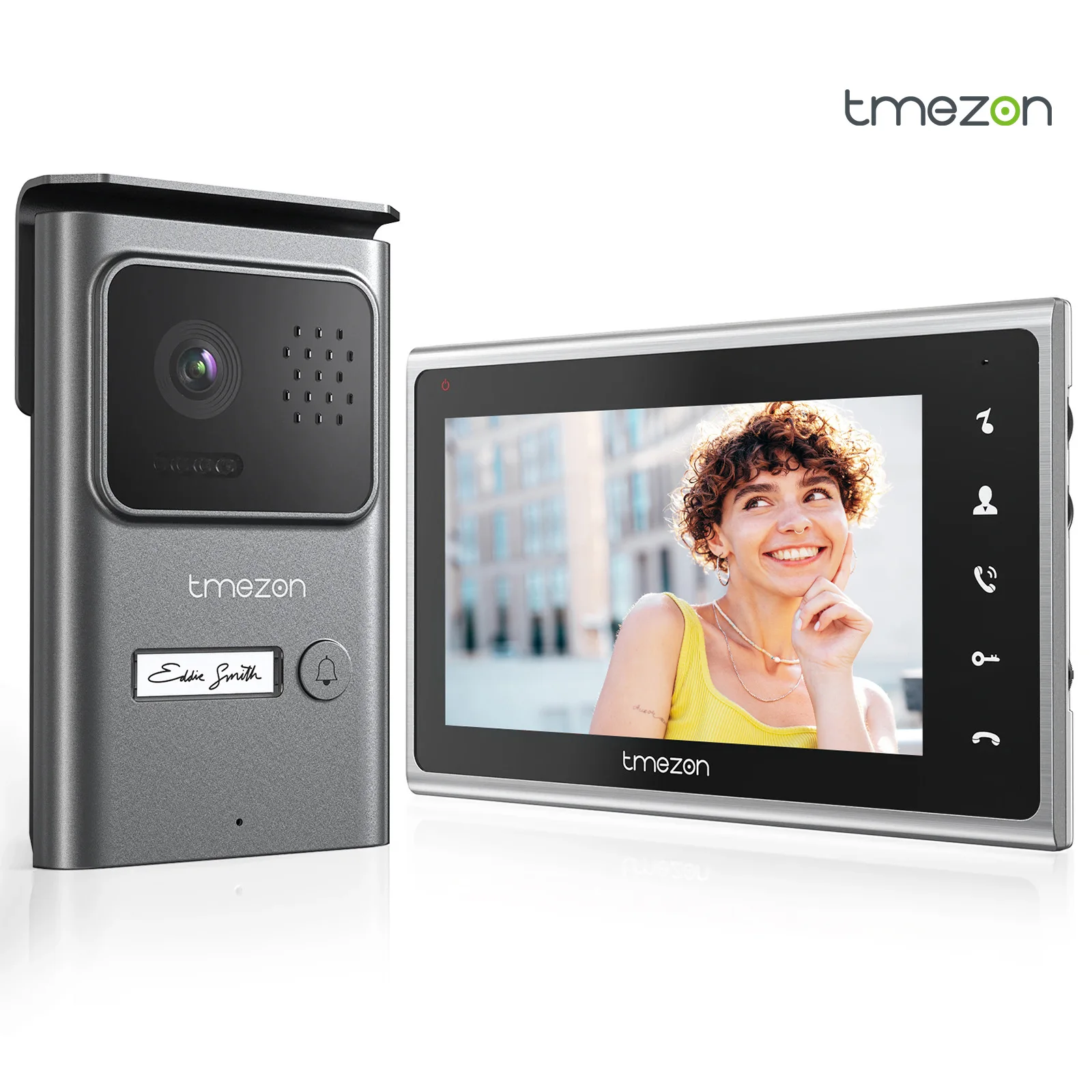 Système d'interphone de sonnette d'interphone vidéo à 2 fils pour la maison, caméra de moniteur TMEZON de 7 pouces, déverrouillage à distance/Vision nocturne/bouton tactile