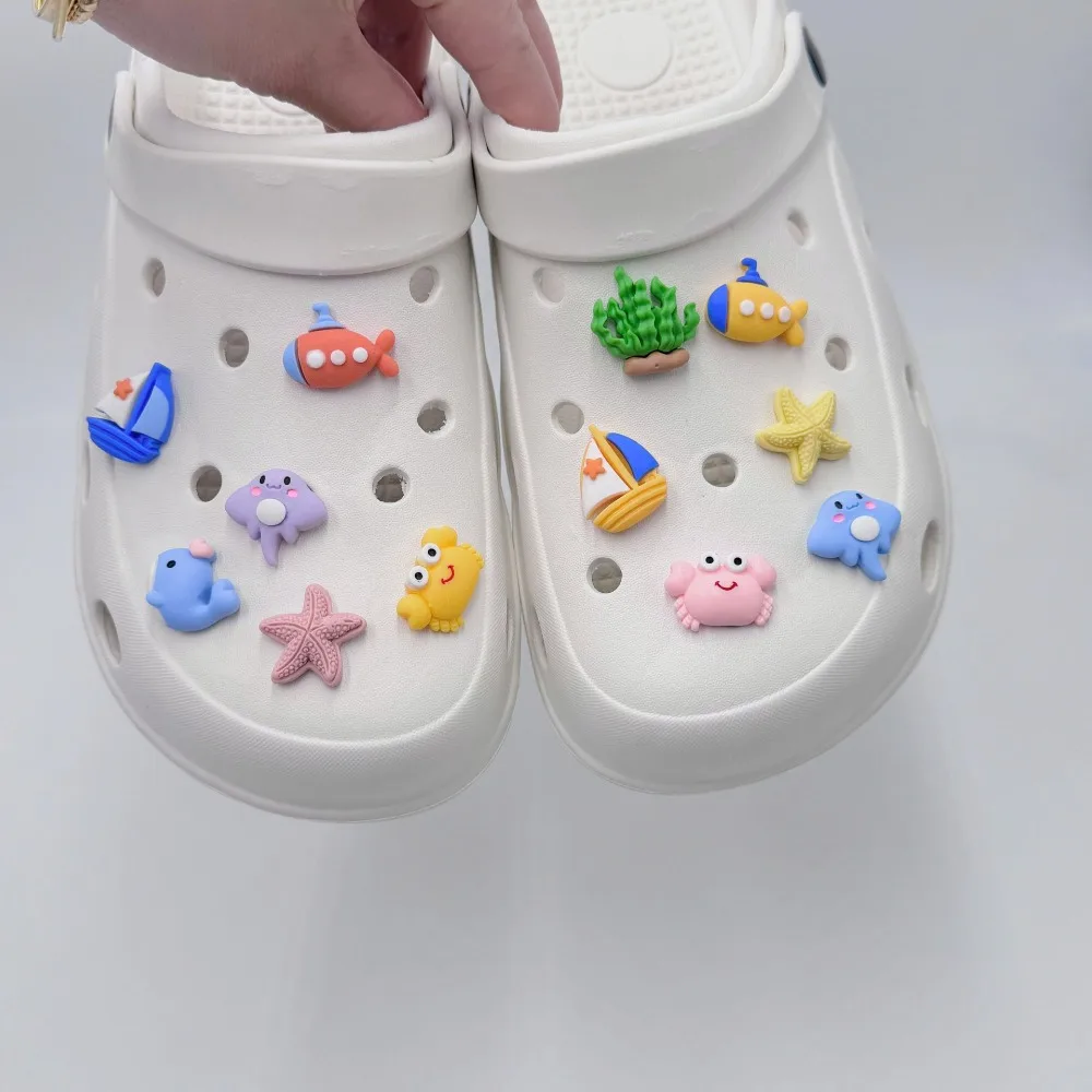 Underwater World Submarine Hole Shoe Charms Decorations Cartoon Summer Style Starfish Shoes Buckle DIY 3D Hole Shoe Accessories