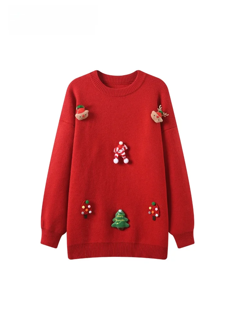 

CaraCLUB plus Size round Ne Long Sve Knitwear Women Spring Loose Slimming Design Top Polyester Fiber Thiened Ladies Fa...