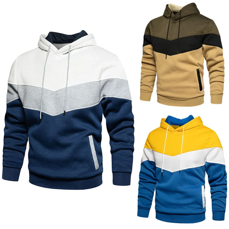 Frühling Herbst Mode spleißen männer Hoodies langarm Casual Hoodies Sweatshirts reine farbe Sweatshirt männer tops Pullover