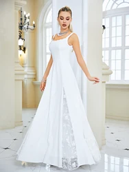 Fashion New Cocktail Vestidos White Sexy Lace Bridesmaid Dresses 2023 Wedding Party Prom Robes Long Backless Evening Gowns