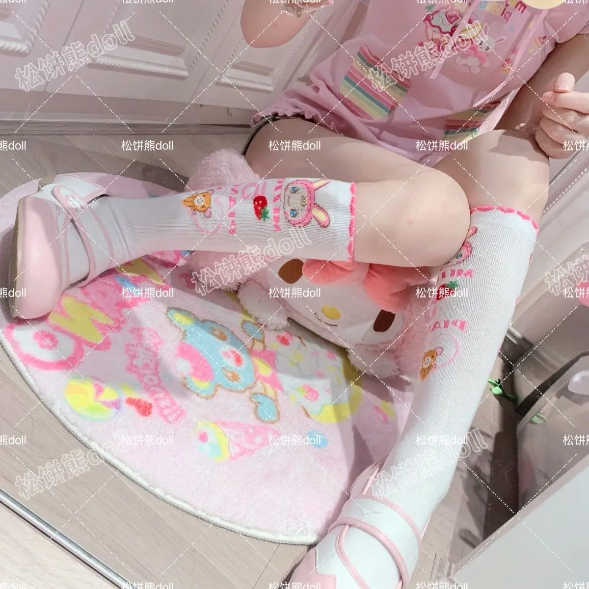 Japanese Cartoon Mp Cute White Loose All Match Cotton Calf Socks 2025 Autumn Lolita Socks Sweet Girl Student Y2k Accessories