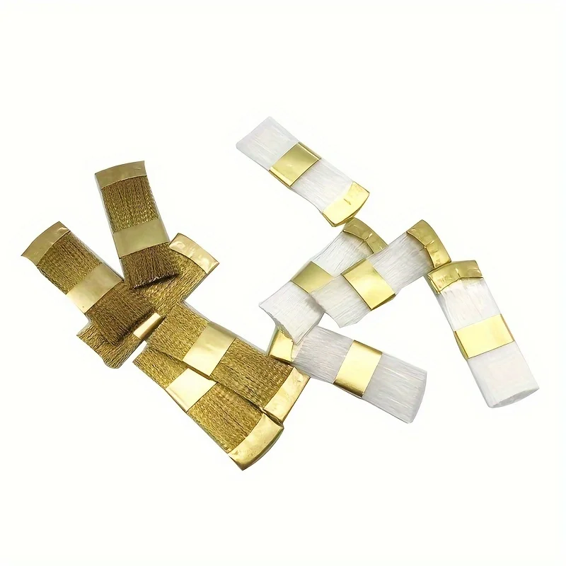 5pcs Nail Drill Bit Cleaning Brush Golden Color Portable For Electric Manicure Drills Copper Wire Drill Brusher Cleaner Tools