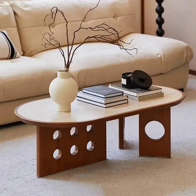 

Elegant Classic Coffee Table Vintage Oval Japanese Style Unique Coffee Table Modern MinimalistCoffee Table Home Furniture