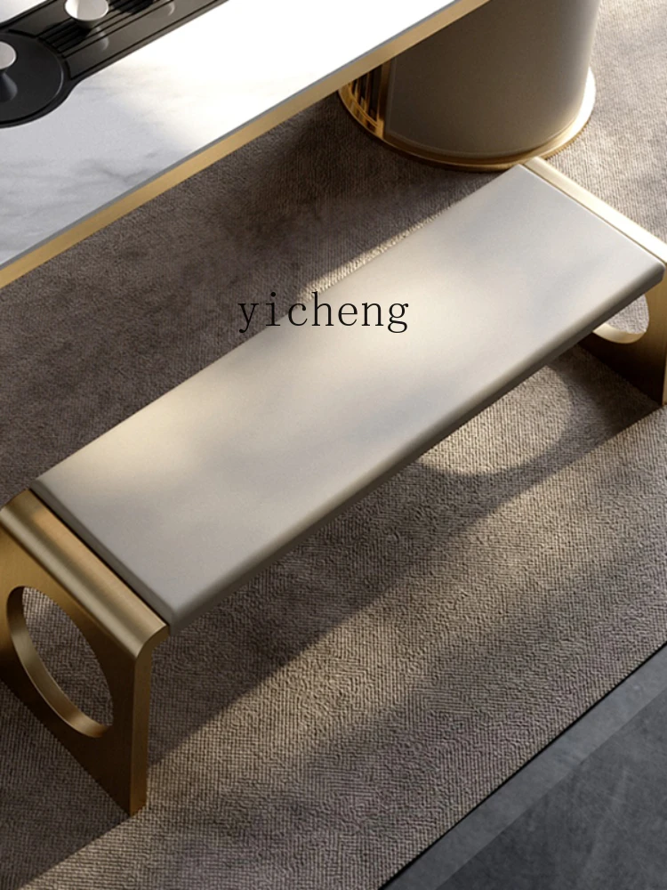 ZC  Designer Stainless Steel Bench Deck Soft Bag Bench Tea Table Tea Table Bench Conference Stool