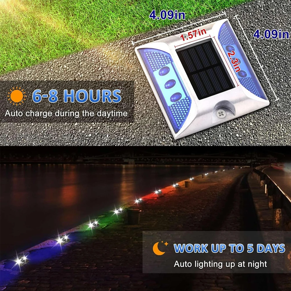 With Screws Road Safety Supplies IP68 Reflective Solar Studs Dock Lights Tacks Driveway Light Stud Reflector Roadway Security