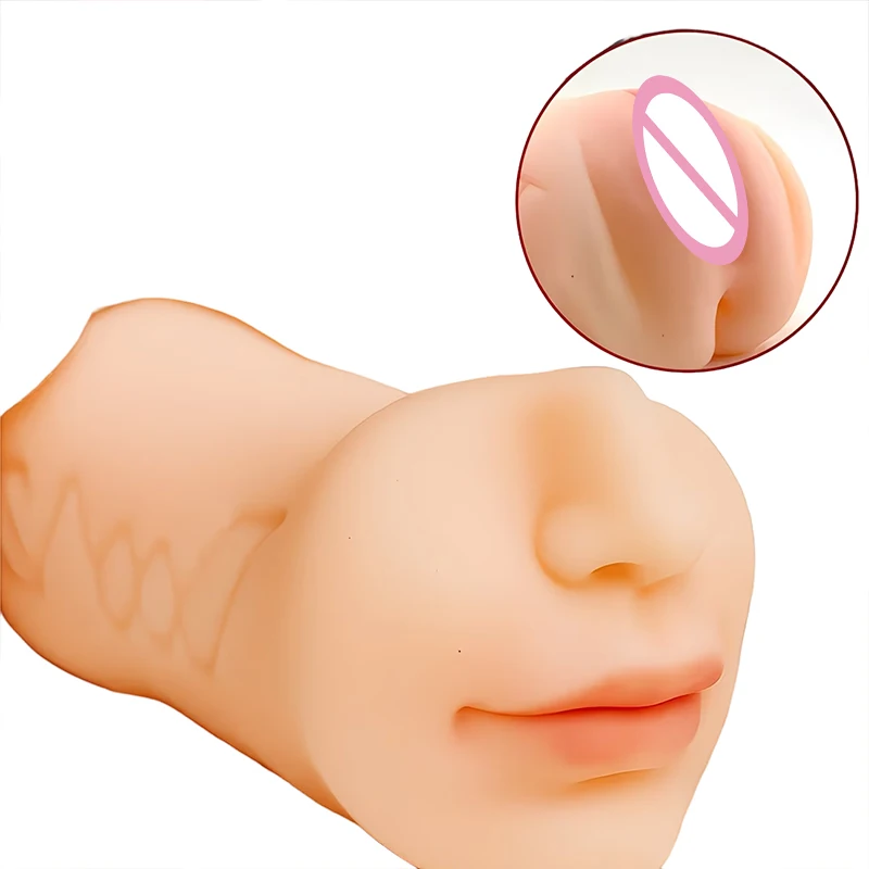3in 1 Pocket Pussy Male Masturbators with Lifelike Face, Sex Doll with Realistic Textured Mouth Vagina And Tight Anus, Masturbat