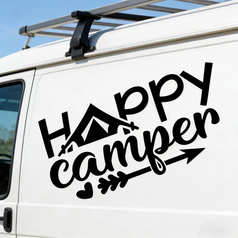 سعيد العربة الرسومات ملصقات ديكور لتزيين الغرف فان SUV العربة قافلة البضائع متنقل RV سيارة يلتف ملصق مائي اكسسوارات السيارات ملصق