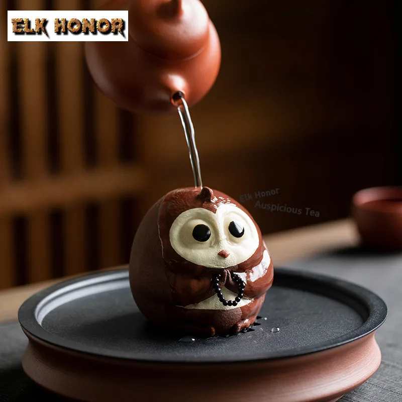 Purple Clay Blessing Owl Tea Pet Elegant Tea Games Tea Figurine Play Toys Tea Statue Ornaments Can Be Raised Tableware Craft