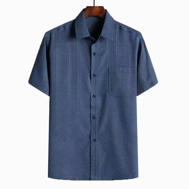 

Summer Middle-aged Shirt Middle-aged Old Cotton and Linen Short Sleeve Dad Summer Clothes Loose Grandpa Clothes Man 45-100kg