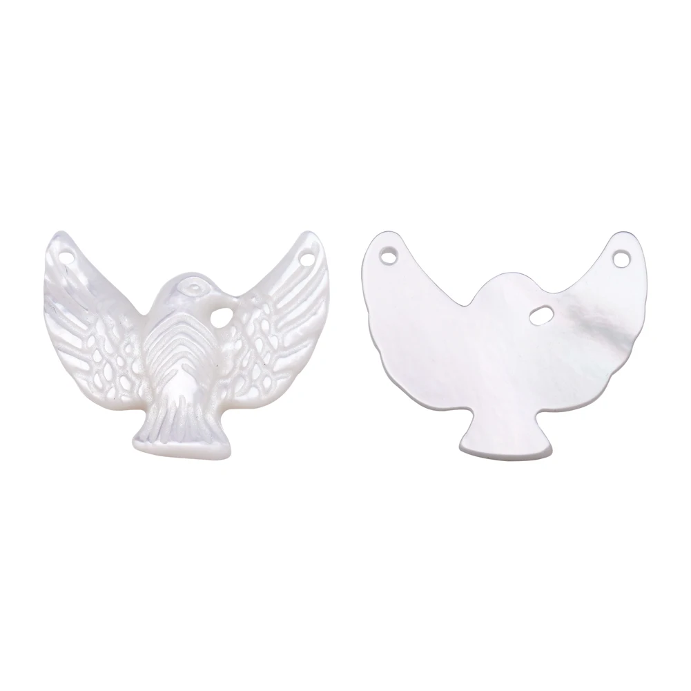 5pcs Natural White  Carved Eagle Shape Shell Mother of Pearl Shell Charms for jewelry DIY making Necklace Decor Accessories