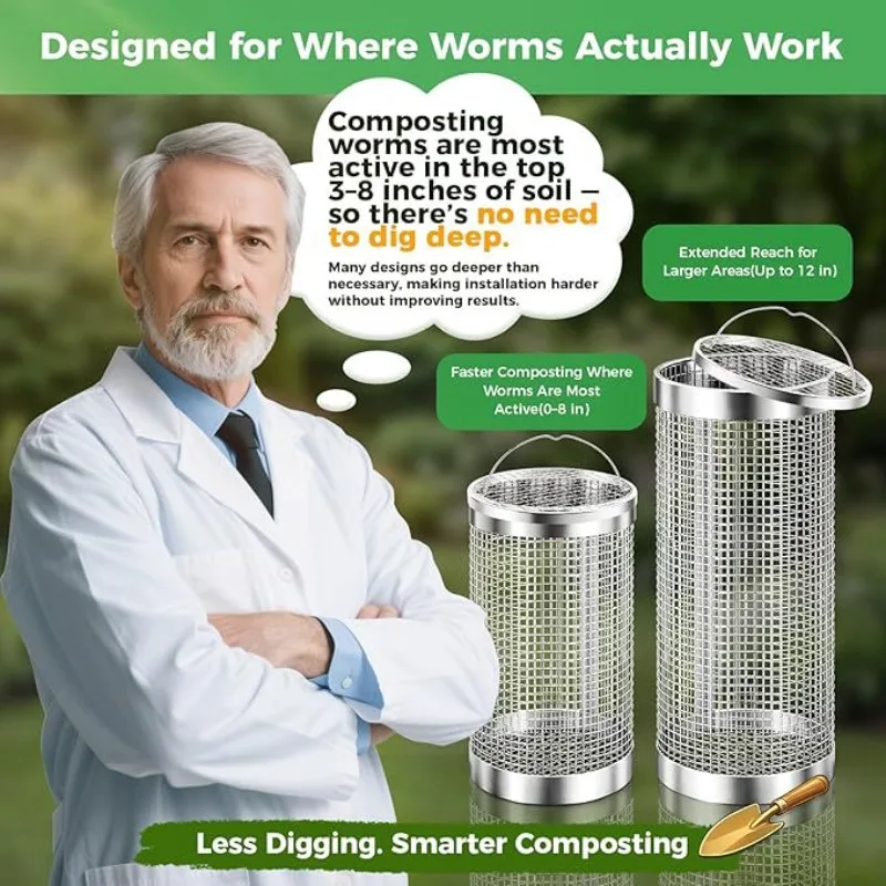 Worm Composting Bin Earthworm Composting Box Handle Type Buried Metal Composting Bucket