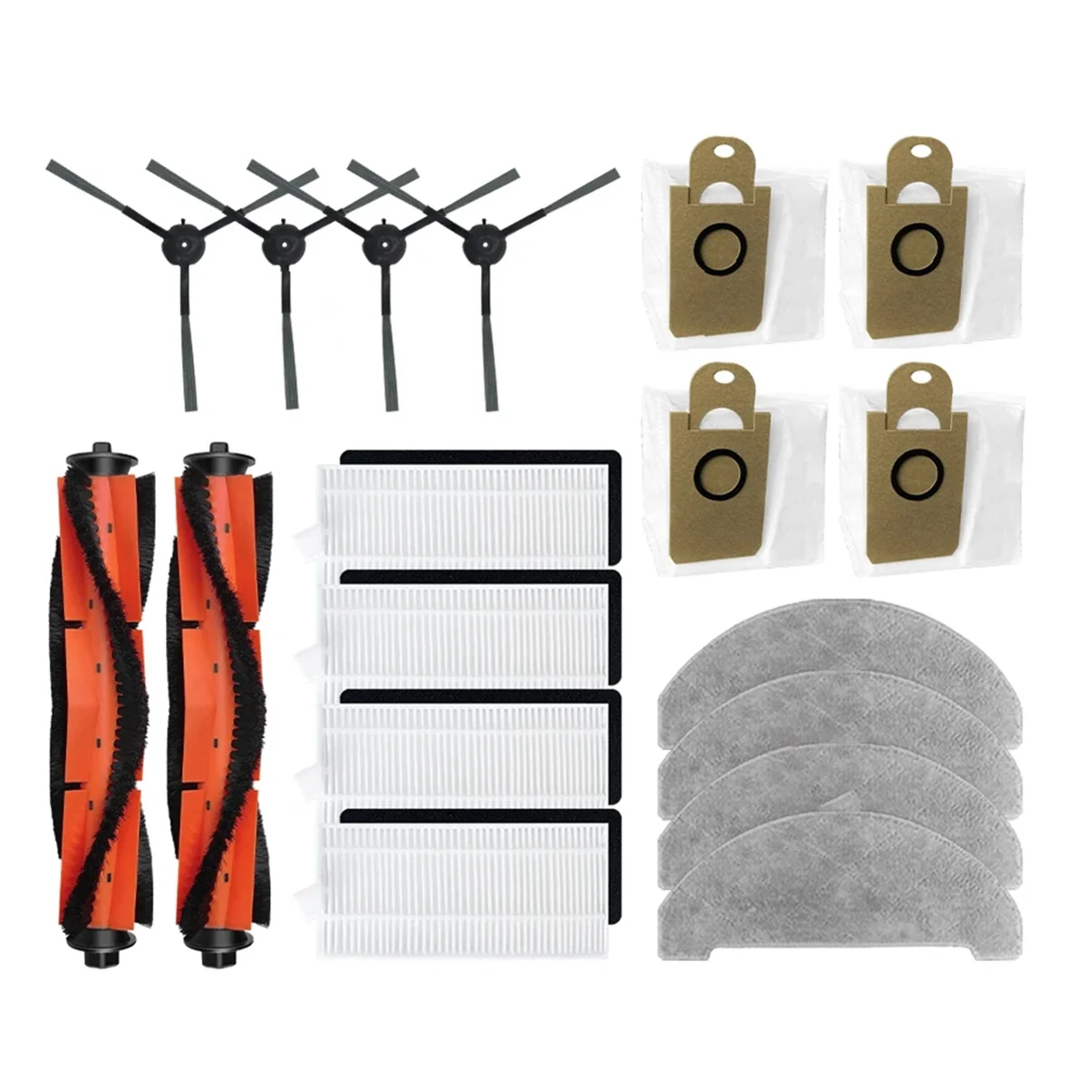 ل RV1 Pro روبوت فراغ استبدال فرشاة جانبية رئيسية فلتر HEPA ممسحة وسادة أكياس الغبار قطع الغيار الملحقات ، B