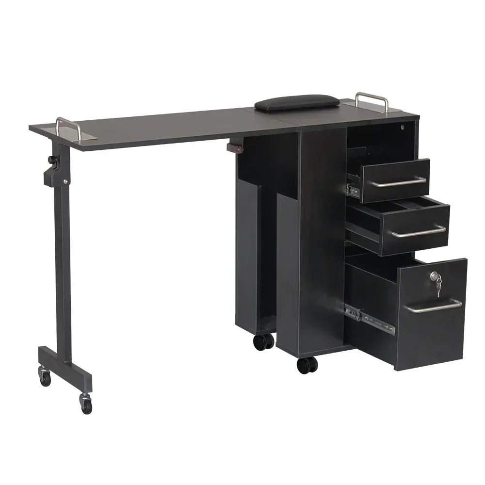 

Modern nail manicure pedicure table black portable salon furniture foldable