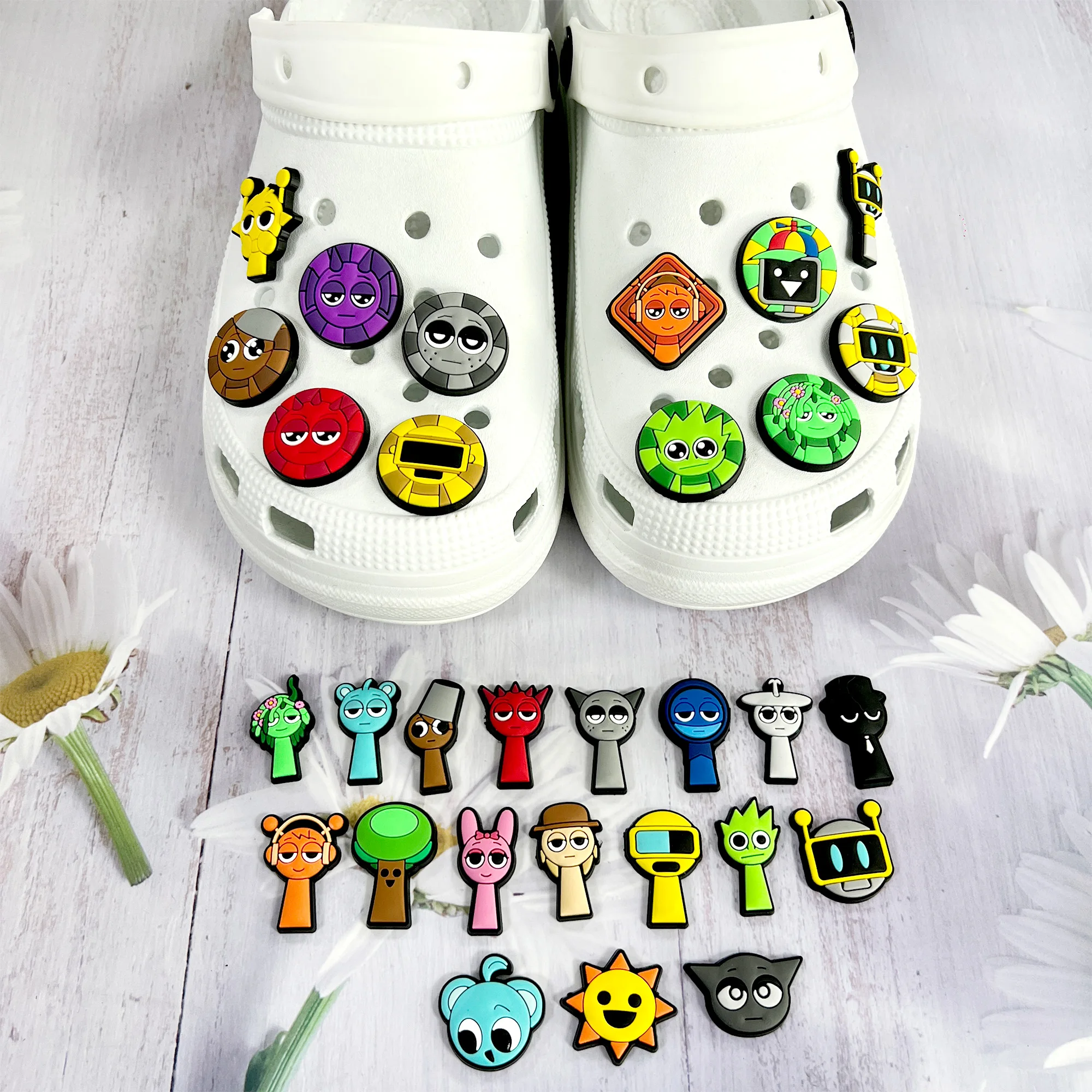Bestseller 16-100 Stück Cartoon Sprunki Spiel-Serie PVC Schuh-Charms Zubehör für Sandalen DIY Abnehmbare Schuh-Dekorationen – Detail 10