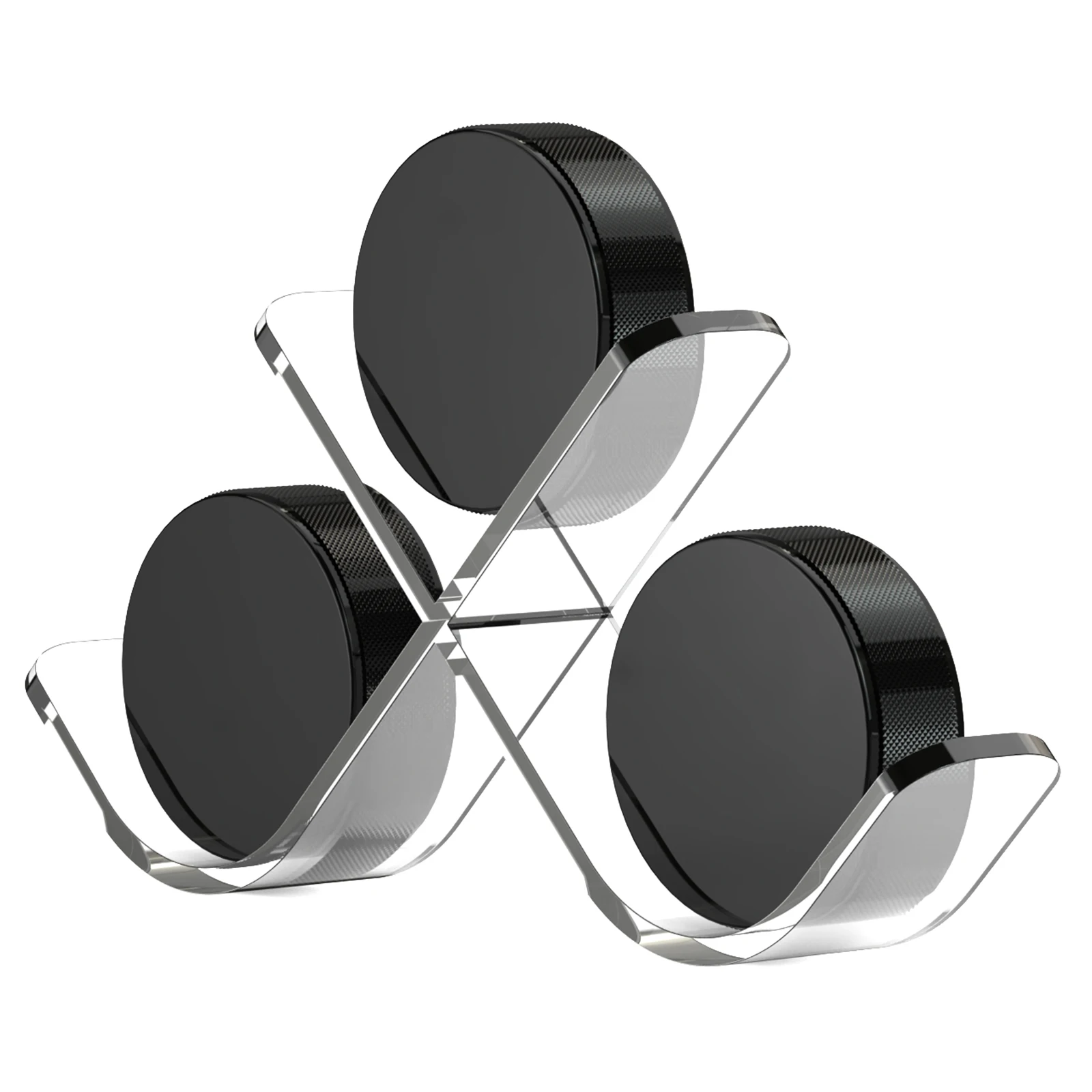 Ice Hockey Puck Display Stand Transparent Acrylic Stable Sturdy Shelf Multiple Sizes 3 Slots Ball Holder for Decoration Storage