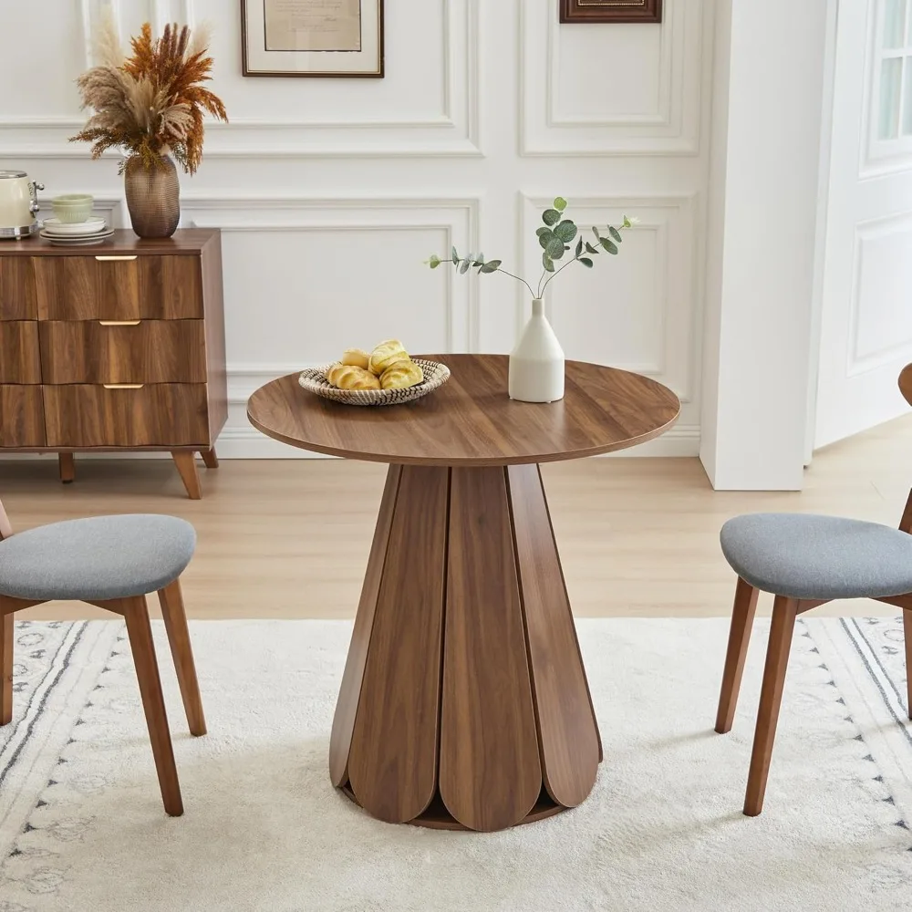 Small Round Dining Table, Modern Kitchen Table Farmhouse Wood Circle Dining Room Tables Pedestal Base,Space Saving Dinner Tables