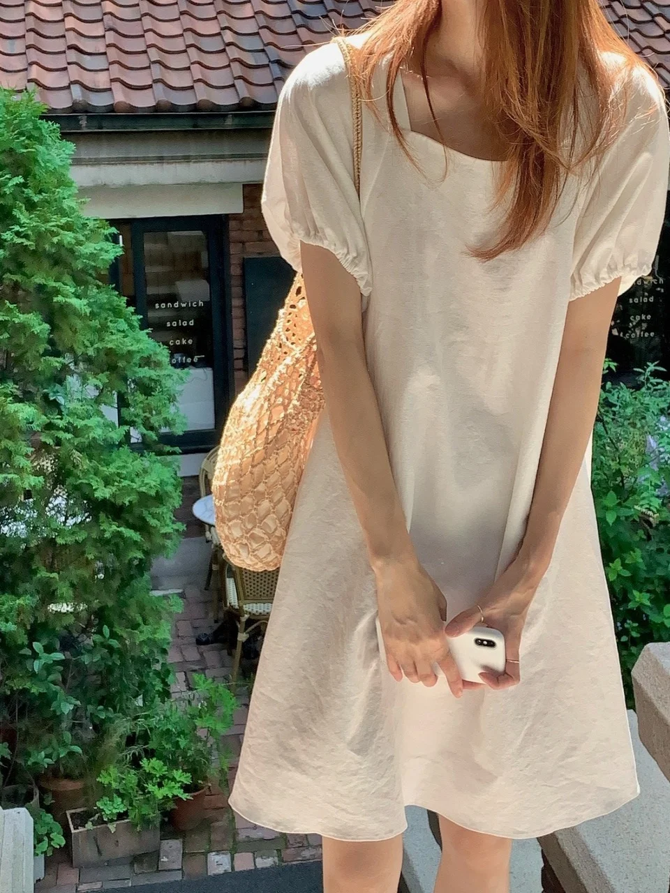 Loose Korean Sle Women's Dr Summer New Faion ort Skirt Age Reduction Square Collar Belted A-Line Skirt