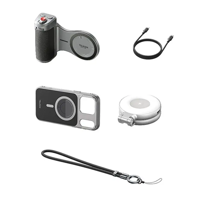 Efficient TELESIN Bluetooth Selfie Grip For 17 Pro Max Vlog Handle With Fill Light Camera Adapter For Enhanced Photograph