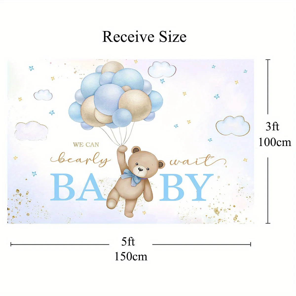 1pc 5x3ft We Can Bearly Wait Party Backdrop - Perfect For Boy Bear Baby Shower Party, Boy Photo Booth & Banner Decorations!