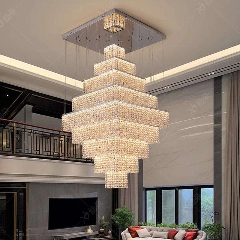 Modern home decoration crystal chandelier, stair Pendant lamp, living room Pendant lights, interior lighting