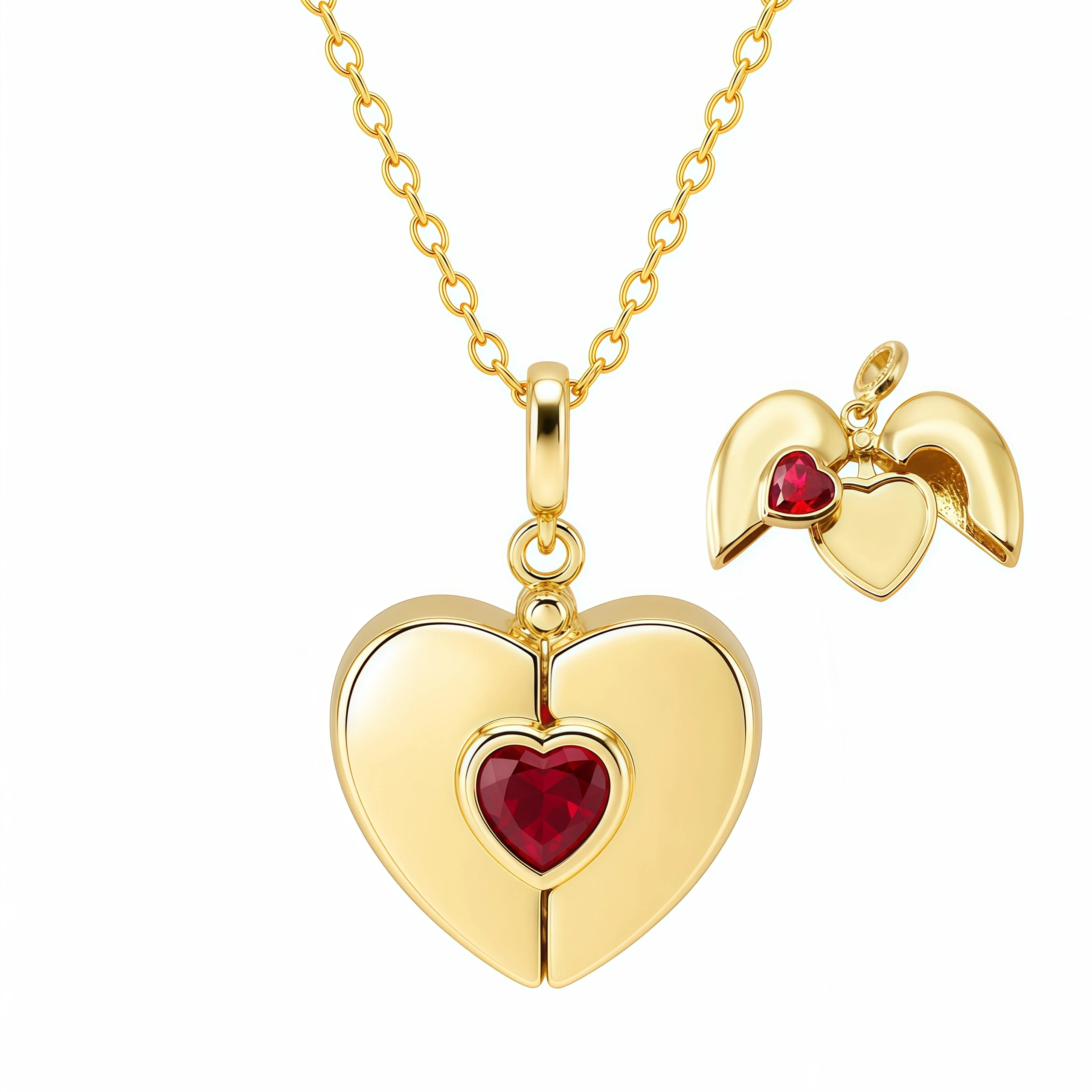 18k Gold Plated Copper Openable heart Locket Necklace 5 Colors Heart Zircon Pendant Women Love Jewelry Gift