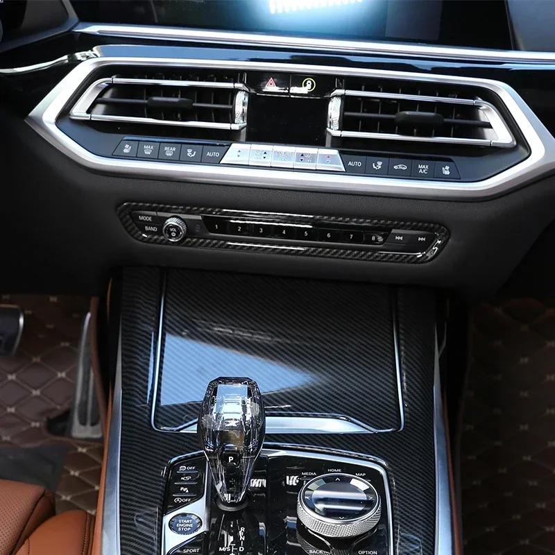 For BMW X5 G05 X6 G06 X7 G07 2019-2022 ABS Carbon Fiber Style Center Control Volume Adjustment Frame Decorative Stickers