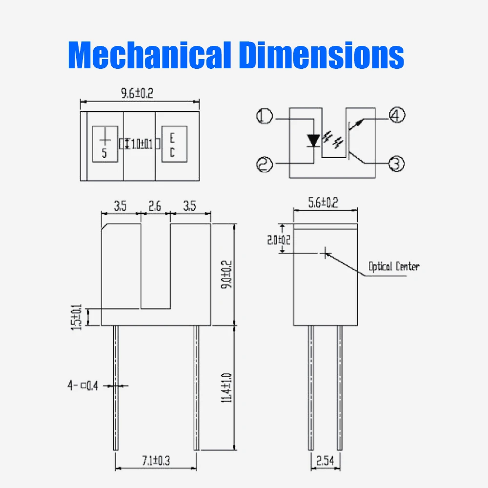 50 Buah GBeelee BL-ZOS-T1003-02 4 Pin Opto Photo Interrupter 1.6V Transmissive Opto Transmissive Induction Switch