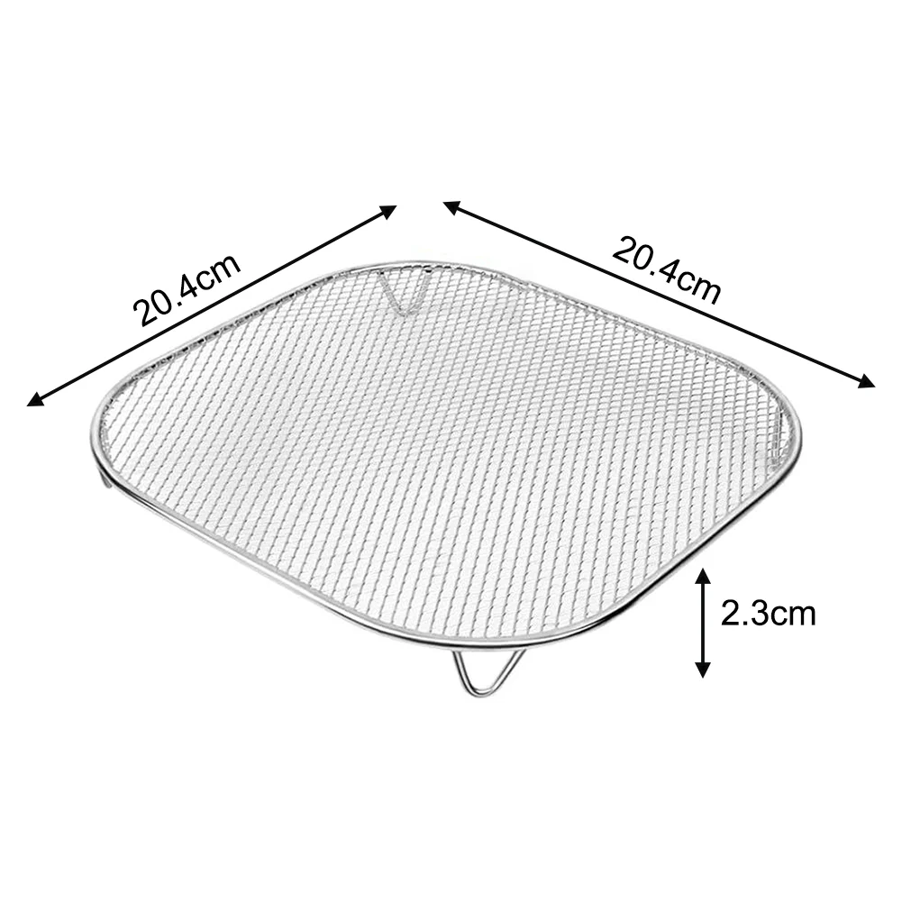 Stainless Steel Crisper Tray For NJ Crispi FN090 FN091 FN100 FN101 FN103 Air Fryer Barbecue Rack For 2.5Qt 6Qt Glass Pots Silver