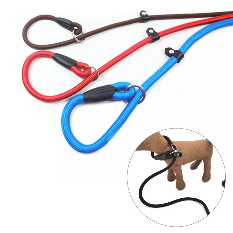 Corda de nylon ajustável trela para Pet, Slip Lead, Dog Slip Leash, Cadeia Collar, Training Leash para cão pequeno