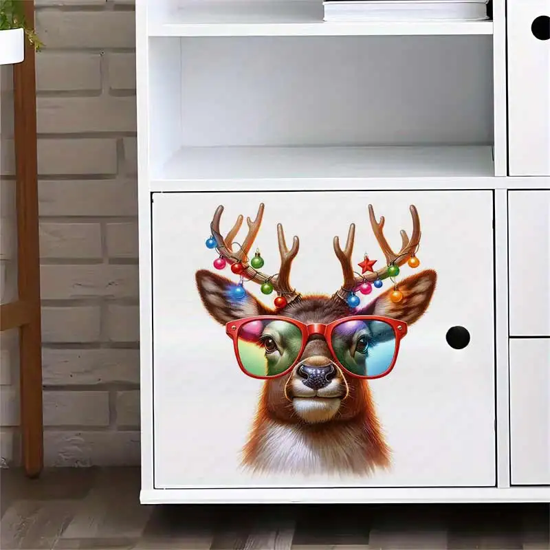 Funny Christmas Animals Wall Sticker Toilet Lid Stickers, Bedroom Entrance Living Room Porch Home Decora Waterproof Decals S828