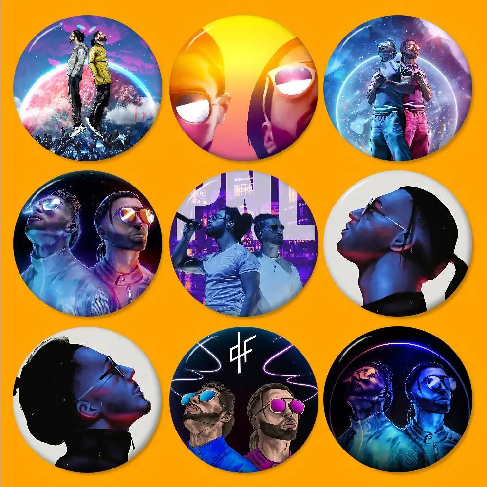 Popular D-Deux F-Freres P-Pnl banda de Hip-Hop Anime botón Pin broche hecho a mano para ropa insignia de dibujos animados mochila joyería