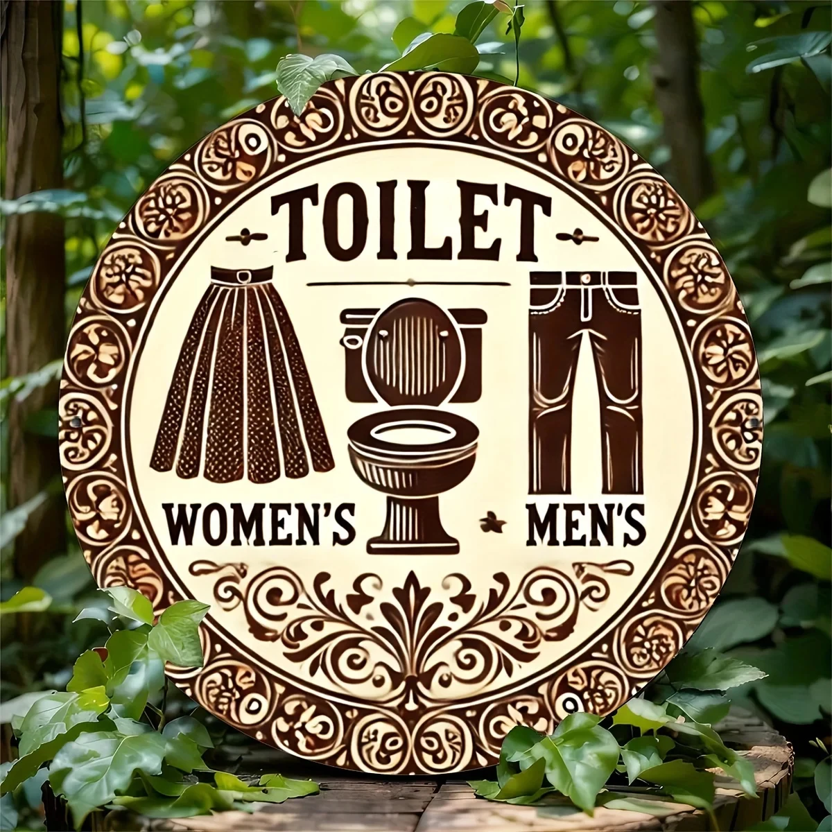 Vintage Style Aluminum Toilet Sign - Round Metal Wall Art for Garage, Restaurant, Coffee Bar, Club, and Living Room Decoration |   Handmade
