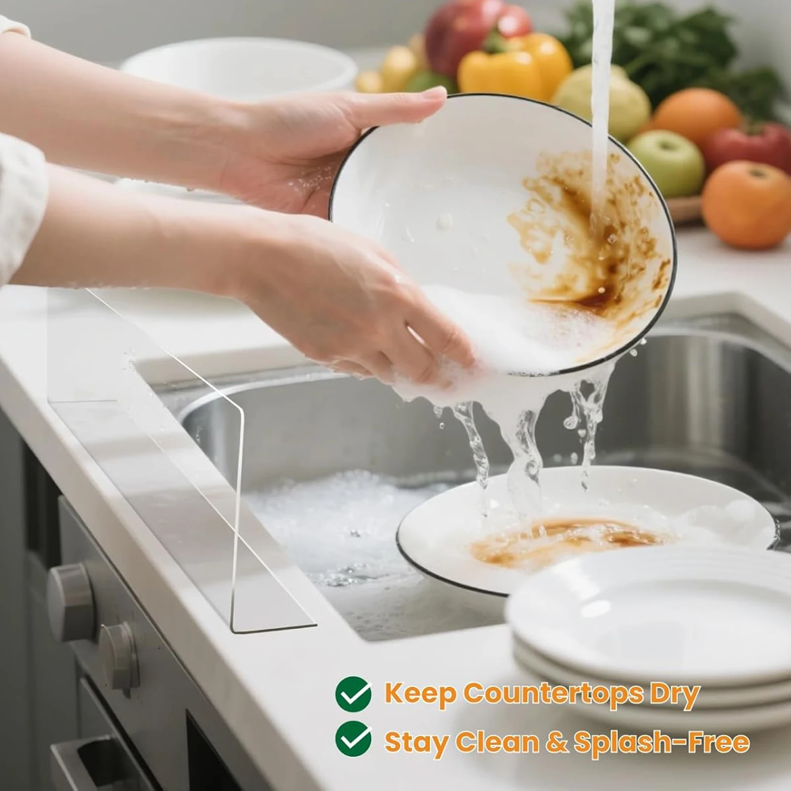 Acrylic Splash-Guard for Kitchen and Bathroom High-Transparency Fixed Installation 40x12cm