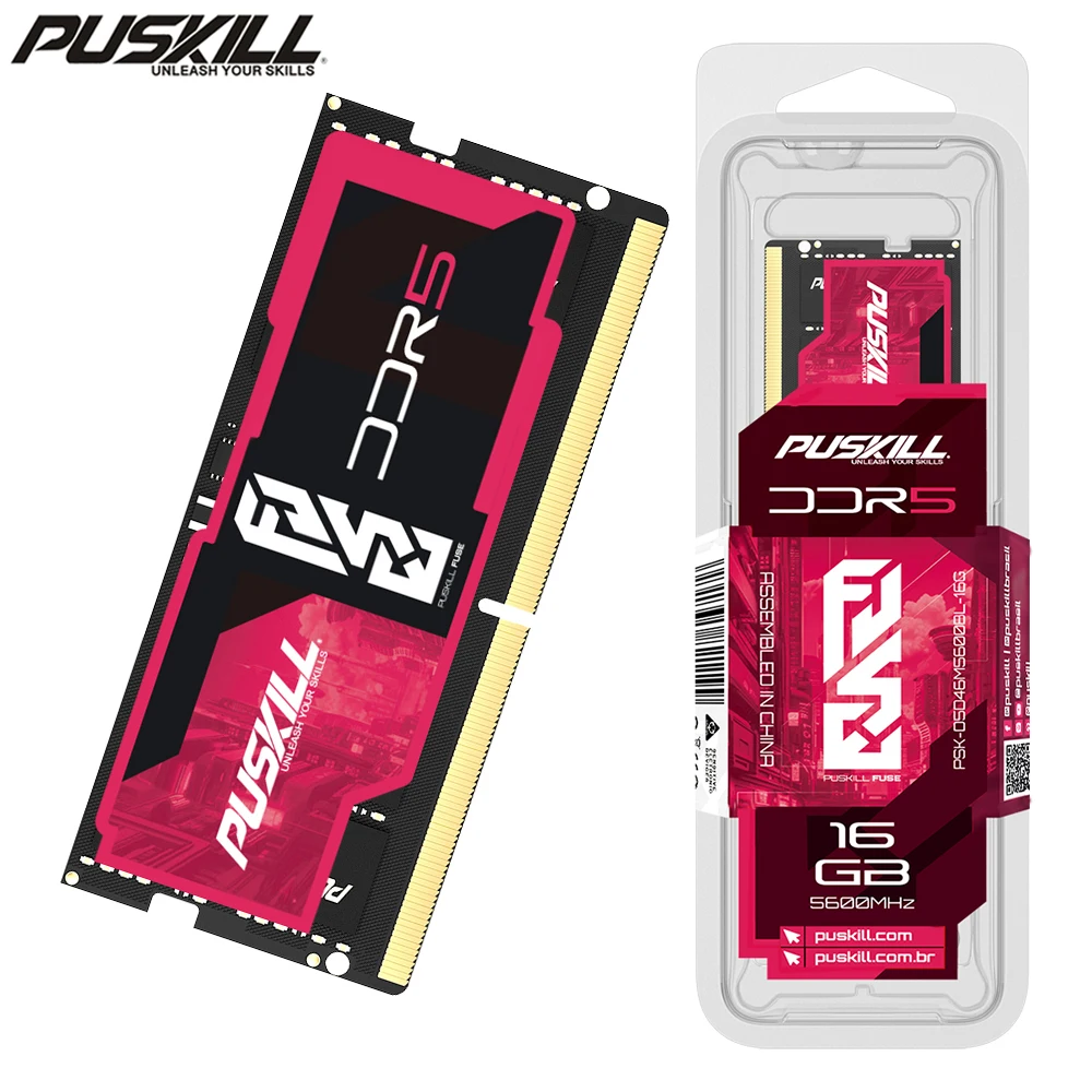 PUSKILL DDR5 Notebook Memoria Ram 32GB 16GB 8GB 5600MHz 5200MHz 4800MHz 1.1V 262-Pin for Laptop SODIMM Memory