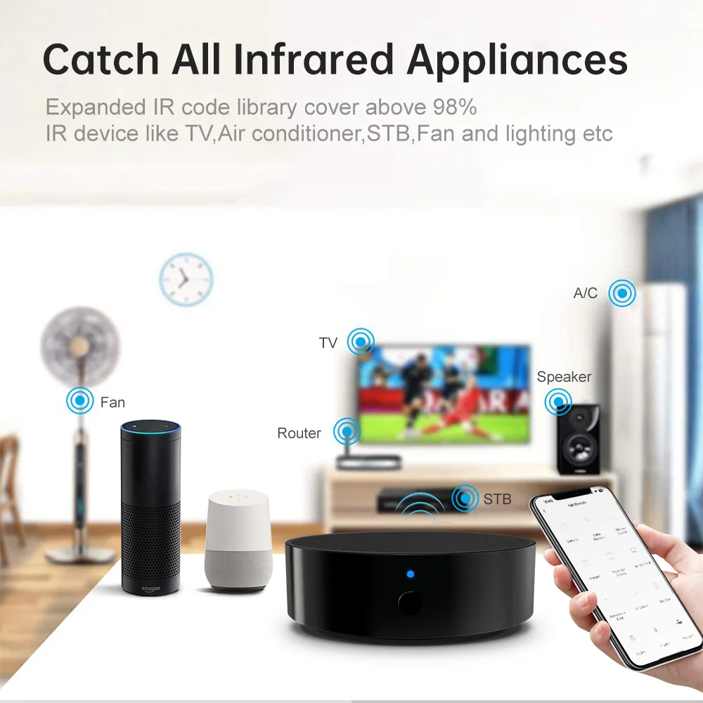 AVATTO Tuya Remote Control cerdas IR RF, pengendali jarak jauh WiFi RF 433/315 untuk TV AC, mendukung Alexa,Google Home