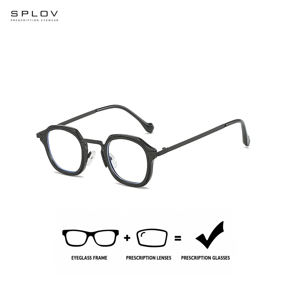 SPLOV Retro Square Metal Frame Prescription Glasses Professional Customized Myopia/hyperopia Anti Blue Light Optical Glasses